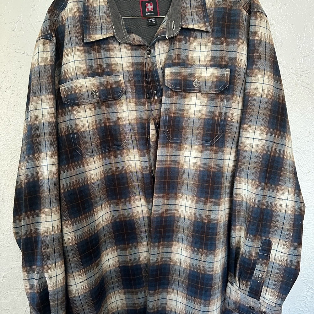 Swiss Tech Men's Plaid Shirt Jacket - Blue and Brown